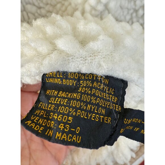 Vintage 90s Mens Levis Tan Cotton Trucker Jacket Sherpa Lined Size M - Picture 8 of 14